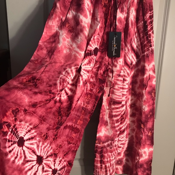 NWT.  Sacred Threads Palazzo Pants.  BL/RD 1. - Picture 3 of 5